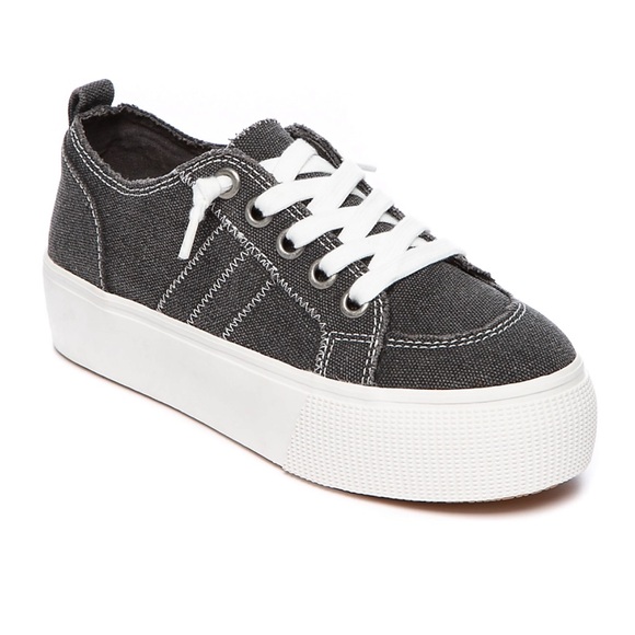 Jellypop Shoes - Jellypop Newstar Grey Denim Canvas Laceup Platform Sneakers Size 8